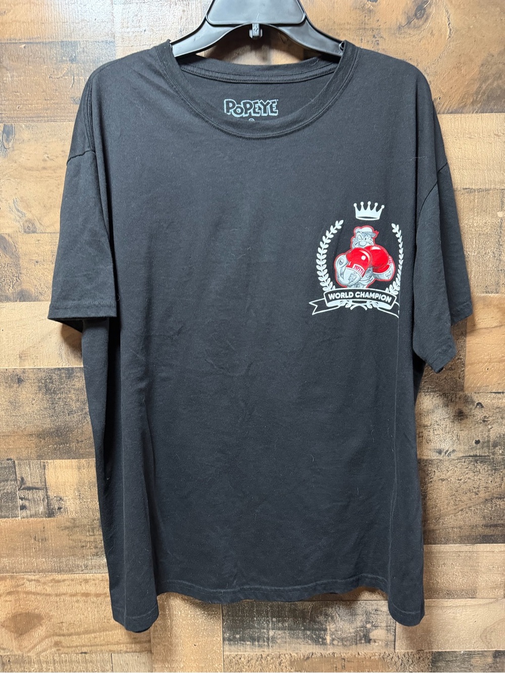 Popeye Heavyweight Champ World Champion T-Shirt Men 2XL Black Boxing Graphic
